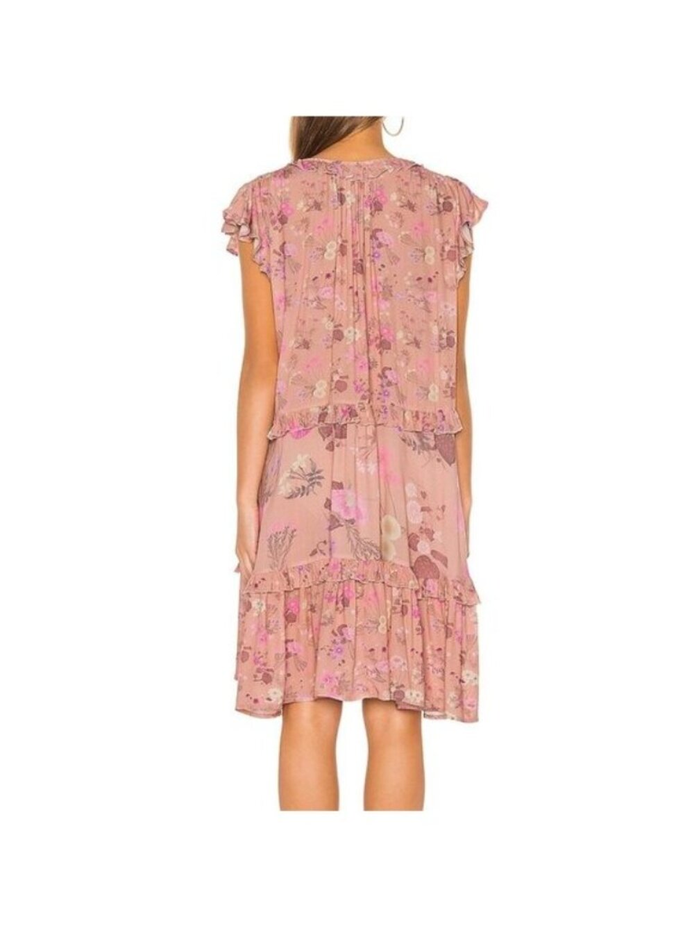 SPELL Wild Bloom Mini Dress XS Blush Pink Floral Ruffle Boho Bohemian Flowy - Picture 3 of 9
